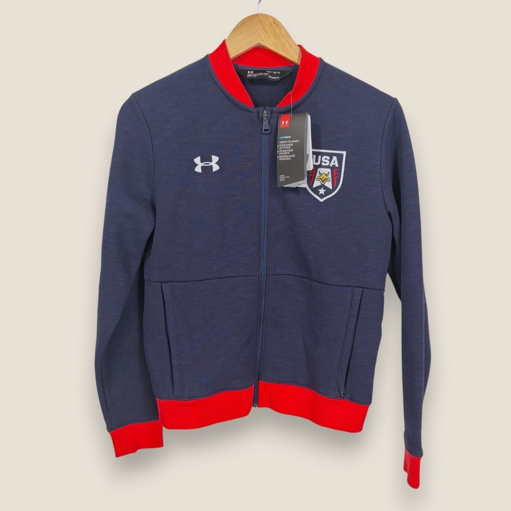 Under Armour Boys' Stars & Stripes Bomber Track Jacket Youth Large Navy Red